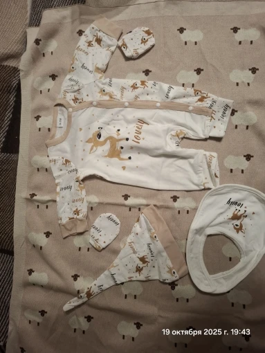 4-Piece Baby Girl Open-Stitch Long-Sleeve Jumpsuit Set—Cartoon Deer Warmth photo review