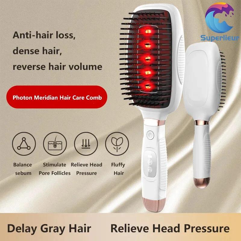 

Superlieur Laser Hair Growth Comb Machine 4 Core Advantages Vibration Laser Thermotherapy EMS Fluffy Hair Care Growth Products