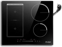 Индукционная варочная панель Cooksir, 4 пластины с вилкой, установка 59 см, 3500 Вт, часовая зона для гриля, сенсорное управление слайдером, 220 В, 50 Гц