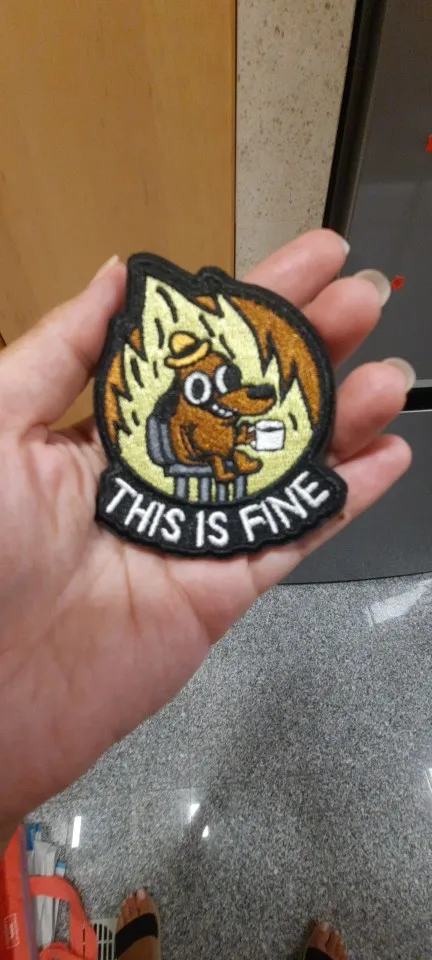 This is fine funny meme patch photo review