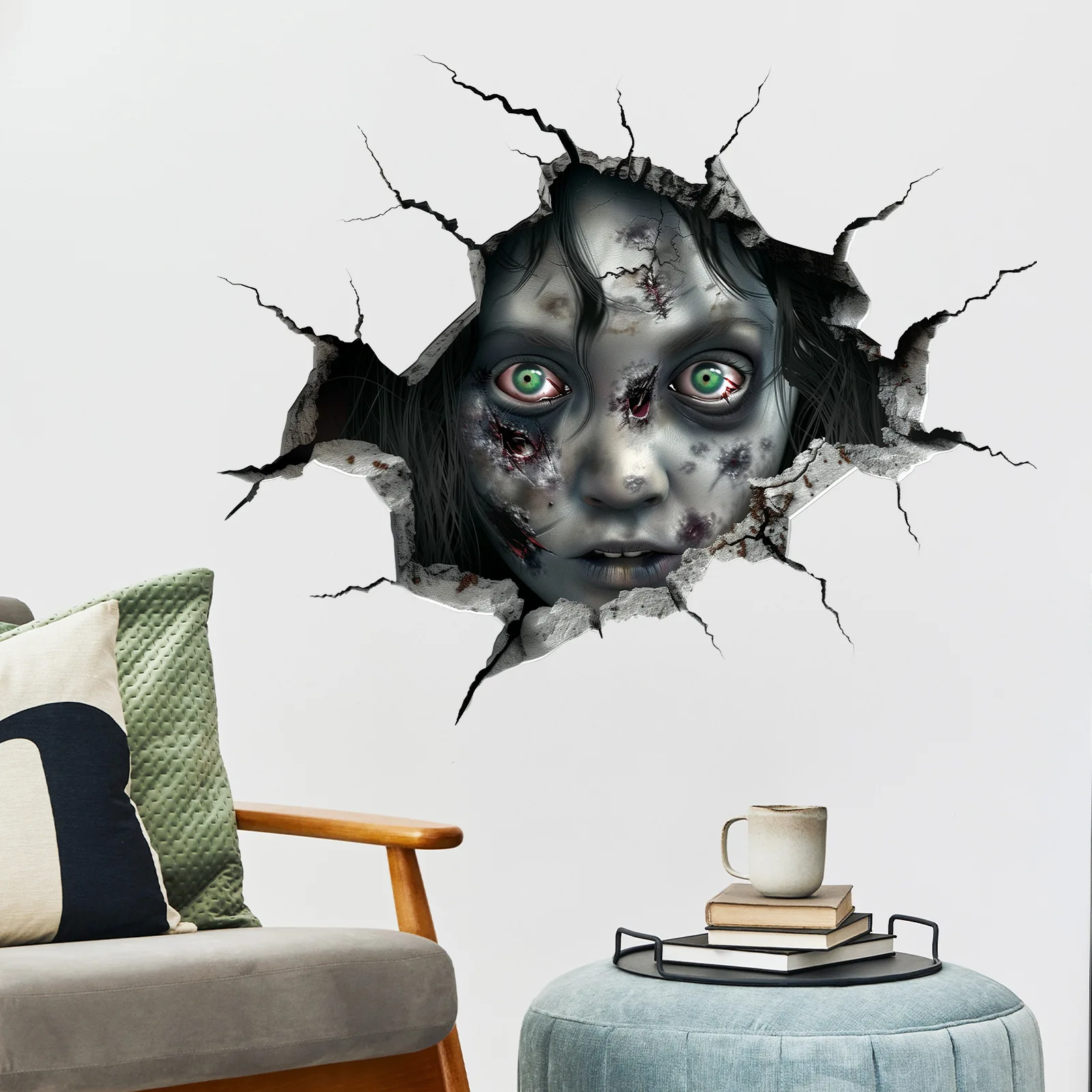 Creative Horror Ghost Wall Stickers Spooky Stickers Halloween Decoration Wall Art for Party Bar Pub Decor Festive Atmosphere
