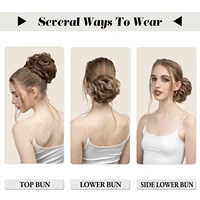Extensions de Chignon synthétiques en désordre, grands chouchous élastiques bouclés, postiche Chignon Donut Updo pour femmes 5