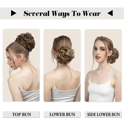 Synthetic Messy Hair Bun Extensions Big Curly Elastic Hair Scrunchies Hairpieces Chignon Donut Updo Hair Pieces for Women - Image 5