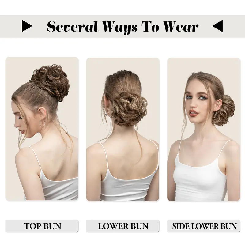 Synthetic Messy Hair Bun Extensions Big Curly Elastic Hair Scrunchies Hairpieces Chignon Donut Updo Hair Pieces for Women - Image 5