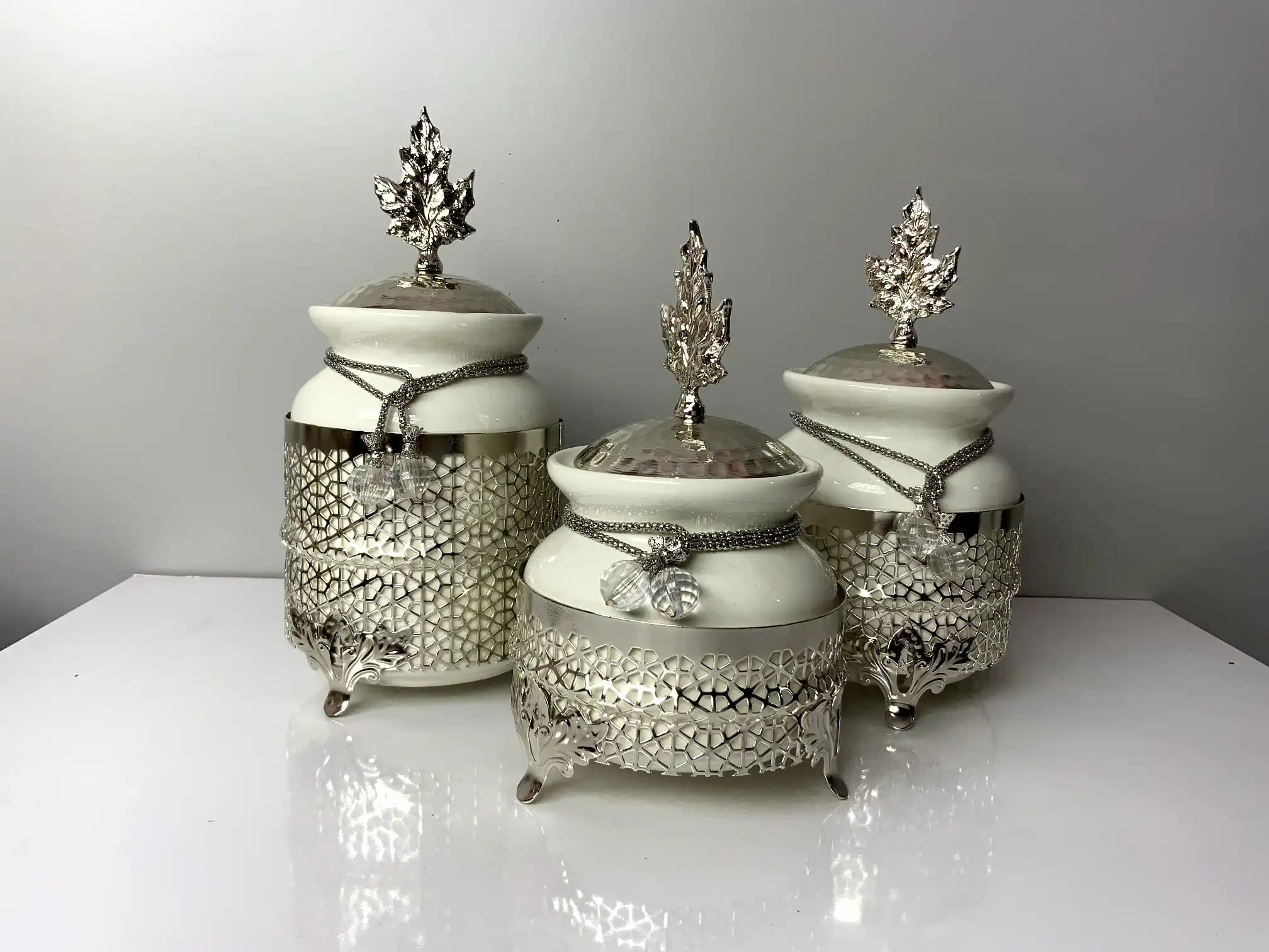 

Canisters Set For Kitchen Ceramic Food Storage Container Good Quality And Stylish Accessories Metal Decor Coffe Tea Sugar