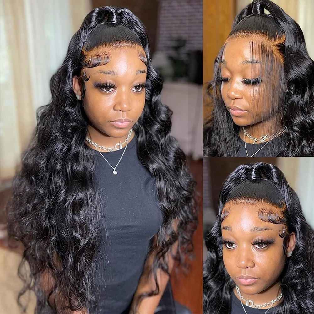 Human Hair Wigs 30 Inch Body Wave 360 Full Glueless Lace Front Wig for Women