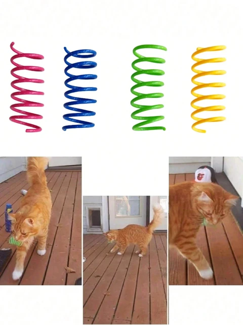 4/48Pcs Cat Spring Toy Cat Spiral Toys Interactive for Indoor Colorful Cats Plastic Springs Coil Pets Relieve Boredom Toys 3