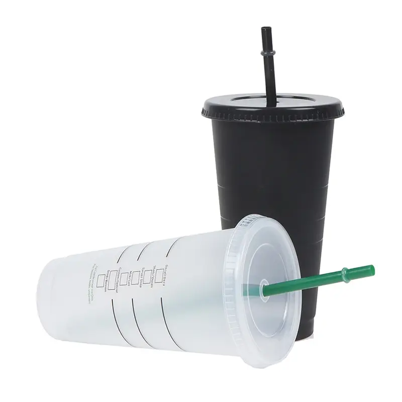 Straw Mugs With Lid With Straw 700ml Coffee Cups Clear Matte Mugs Drinkware  White Straw Cup Plastic Tumbler Reusable Cups - AliExpress
