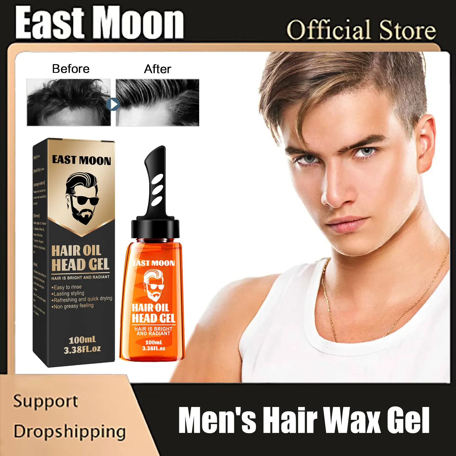 2 in 1 Hair Wax Gel With Wide Tooth Comb Men Long-lasting Fluffy Hair Styling Oil Hair Styling Cream Liquid Fluffy Comb 100ml kitten fluffy and tooth fairy котенок пух и зубная фея