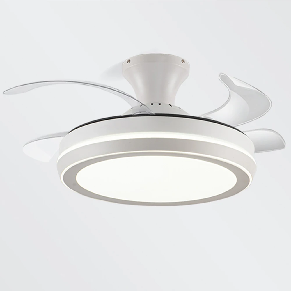 Retractable Ceiling Fans with Lights Modern Low Profile Bladeless LED Ceiling Fan Lights with Remote Control