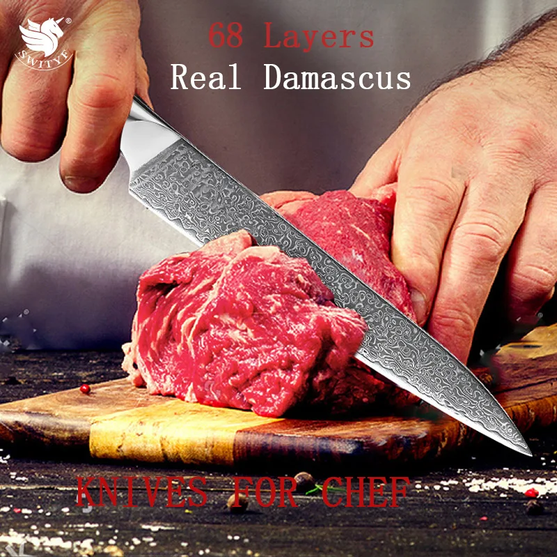 

SWITYF 8 Inch Slicing Knife VG10 Damascus Steel Cooking Tool Meat Vegetable Cutter Chef Cleaver Utility Knives Fiberglass Handle