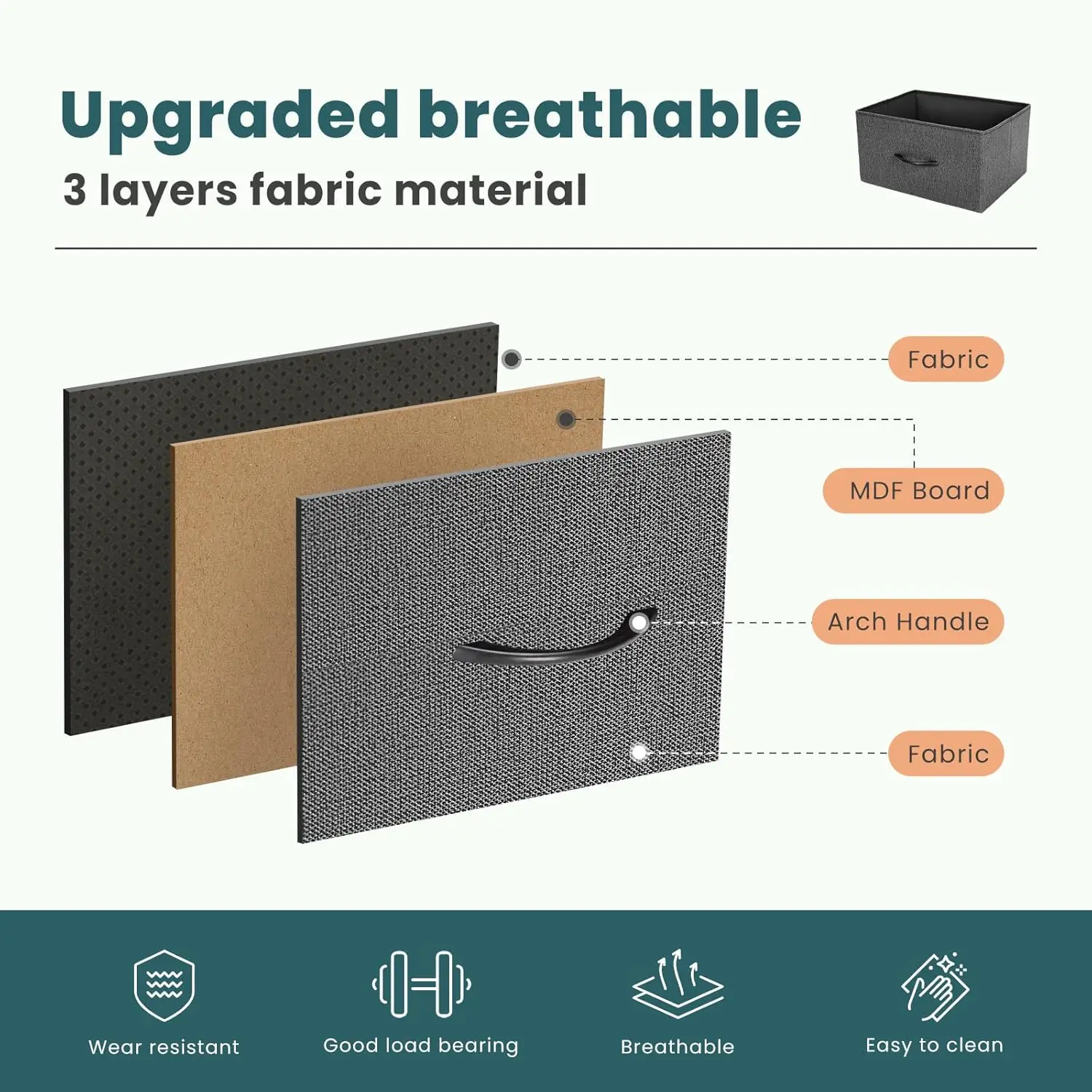HEFPTURE 7-Drawer Storage Organizer, 3 Small& 4 Large Fabric Drawers, Durable Steel Frame, Versatile Storage for Bedroom 6