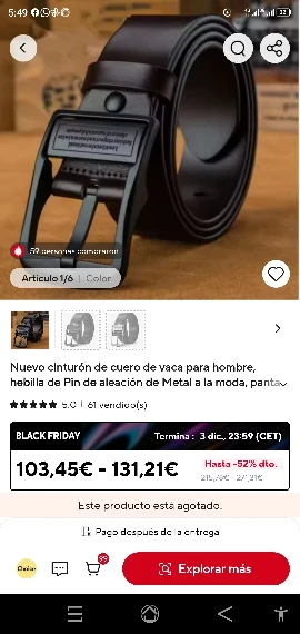 MIDNIGHT SOVEREIGN™ – Black Buckle Genuine Leather Belt photo review