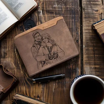 Portafoglio Personalizzato con Foto per Uomo, Portafoglio Inciso con Immagine Personalizzata, Regalo per la Festa del Papà, Regalo per Anniversario e Compleanno