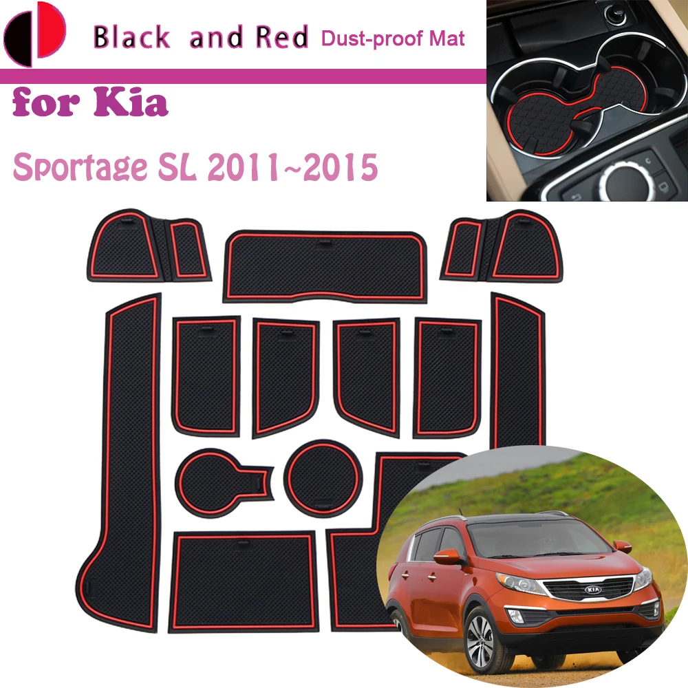 

Rubber Door Groove Mat for KIA Sportage SL 2011~2015 2012 2013 2014 Cushion Gate Storage Slot Coaster Dust-proof Car Sticke Rug