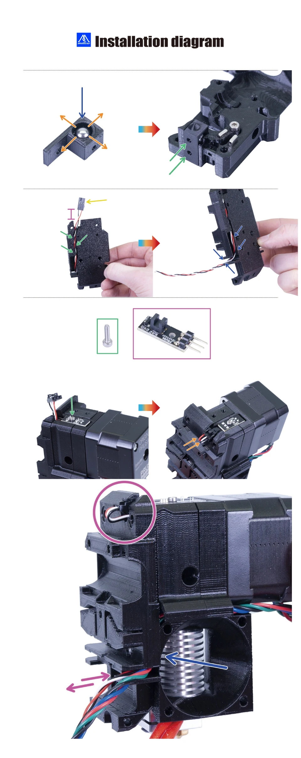 5S mk3s filamento sensor kits de elevação