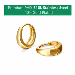 Gold - Tone Stainless Steel Minimalist Huggie Hoop Earrings - Unisex Punk Style (3Pairs - 8 10 12mm)