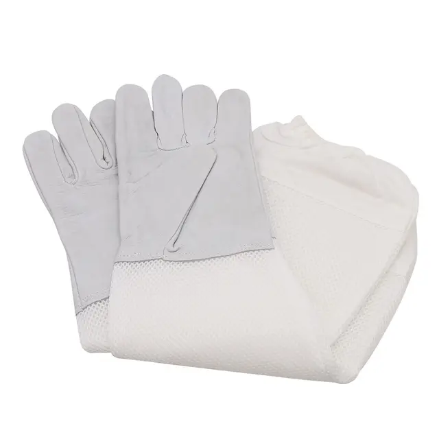 1Pair Méhészeti Kesztyű Védő Ujjai Lélegzetelállító Sárga Háló Anti -Méh/Szúrásbőr Hosszú A Méhészhez - Image 6