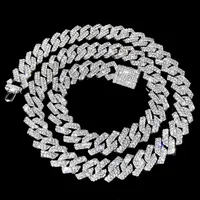 20-Inch Double-Drain Cuban Chain Unisex Ice-Frozen Edition Sparkling Diamond-Shaped Hip-Hop Style Cuban Necklace Jewelry