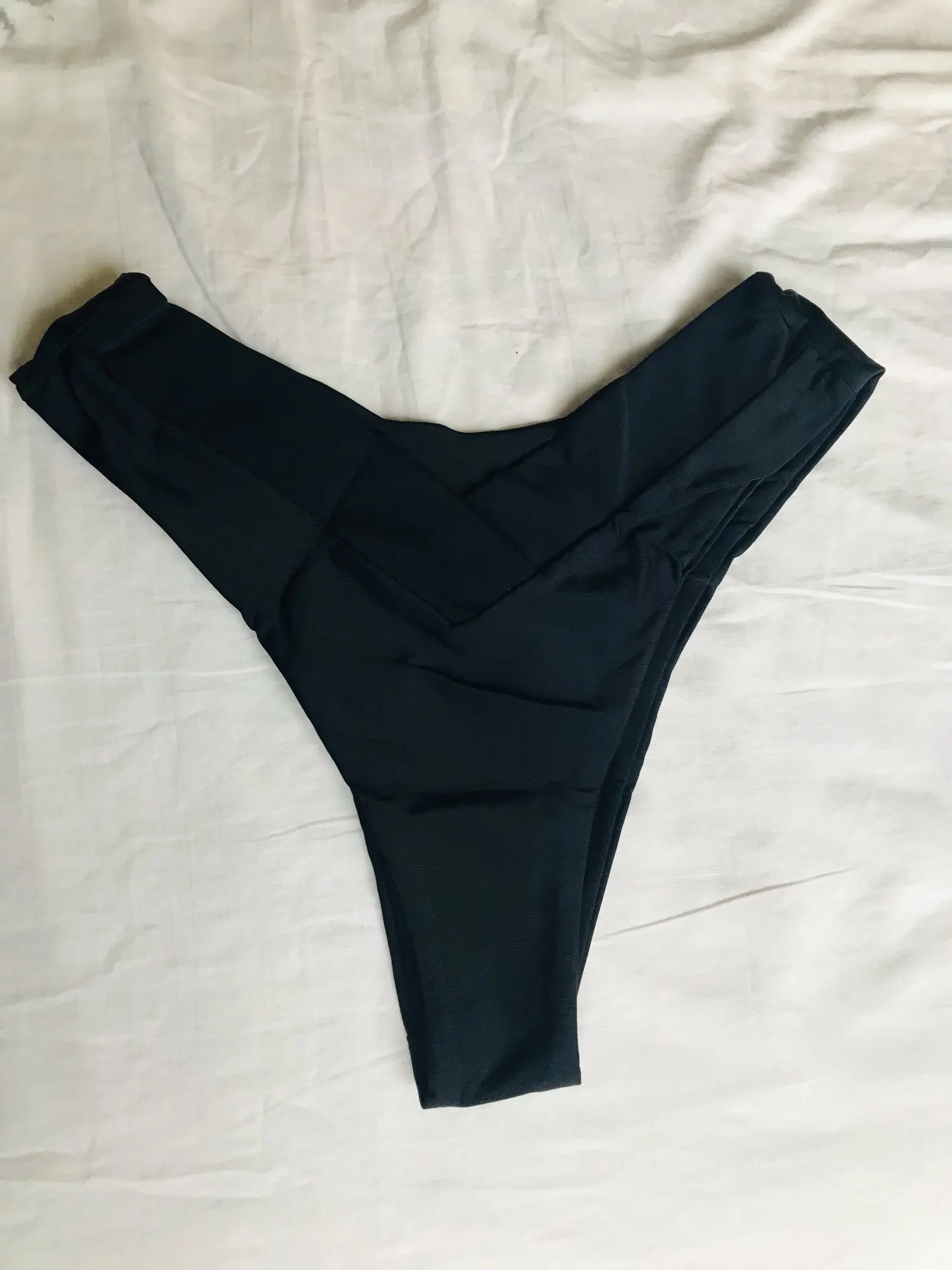 Women High Waisted Brazilian Bikini Set Sexy V Cheeky Swimwear Summer Beach Bathing Suit Black Thong Bottom Sexy Female Swimming photo review