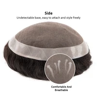 Toupet pour hommes Mono PU hommes perruques 6 pouces naturel prothèse de cheveux humains vague droite mâle prothèse de cheveux système de cheveux Durable 5
