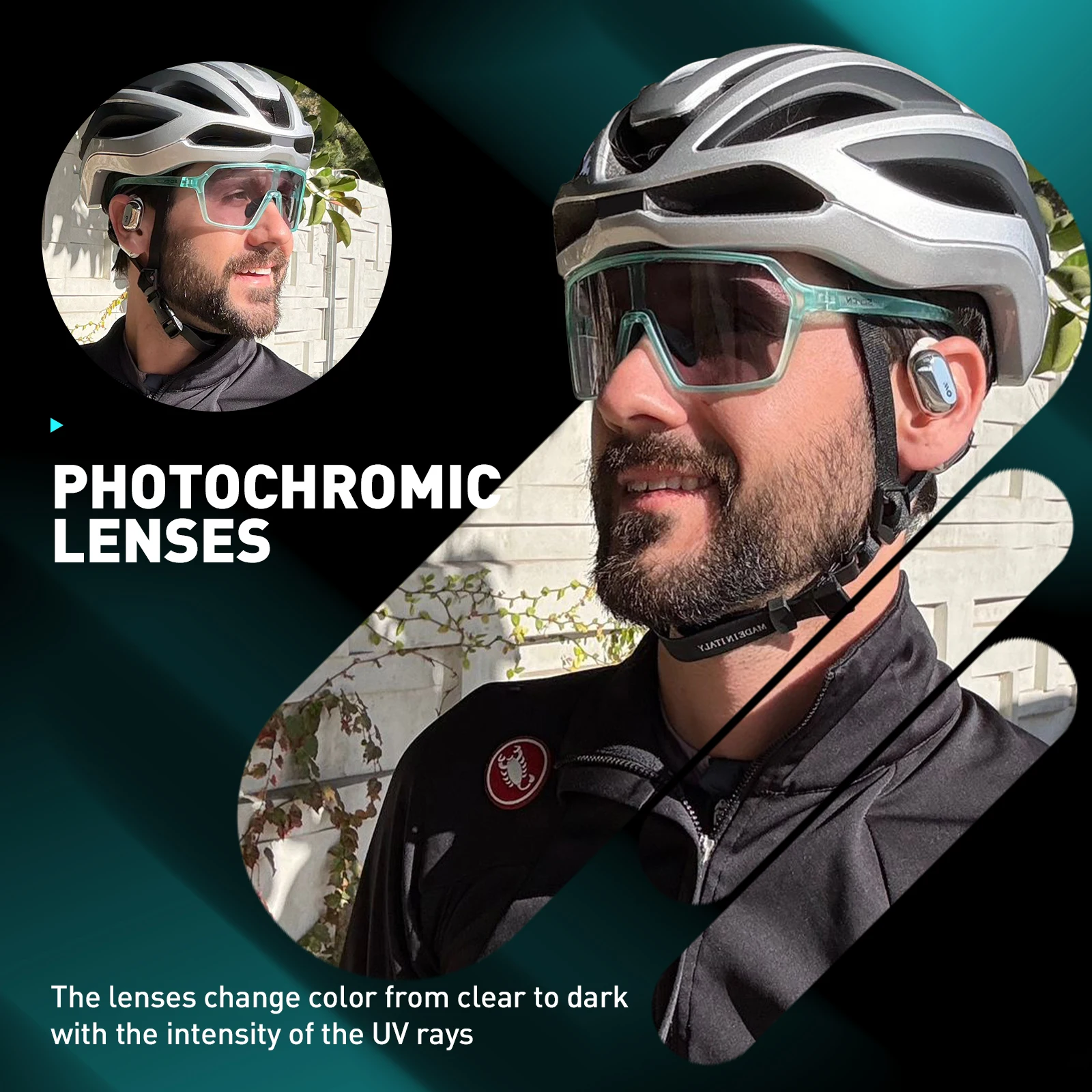 SCVCN Fashion Photochromic Men Cycling Sunglasses Women Outdoor Sports Running Mountain Hiking Glasses UV400 Protective Eyewear