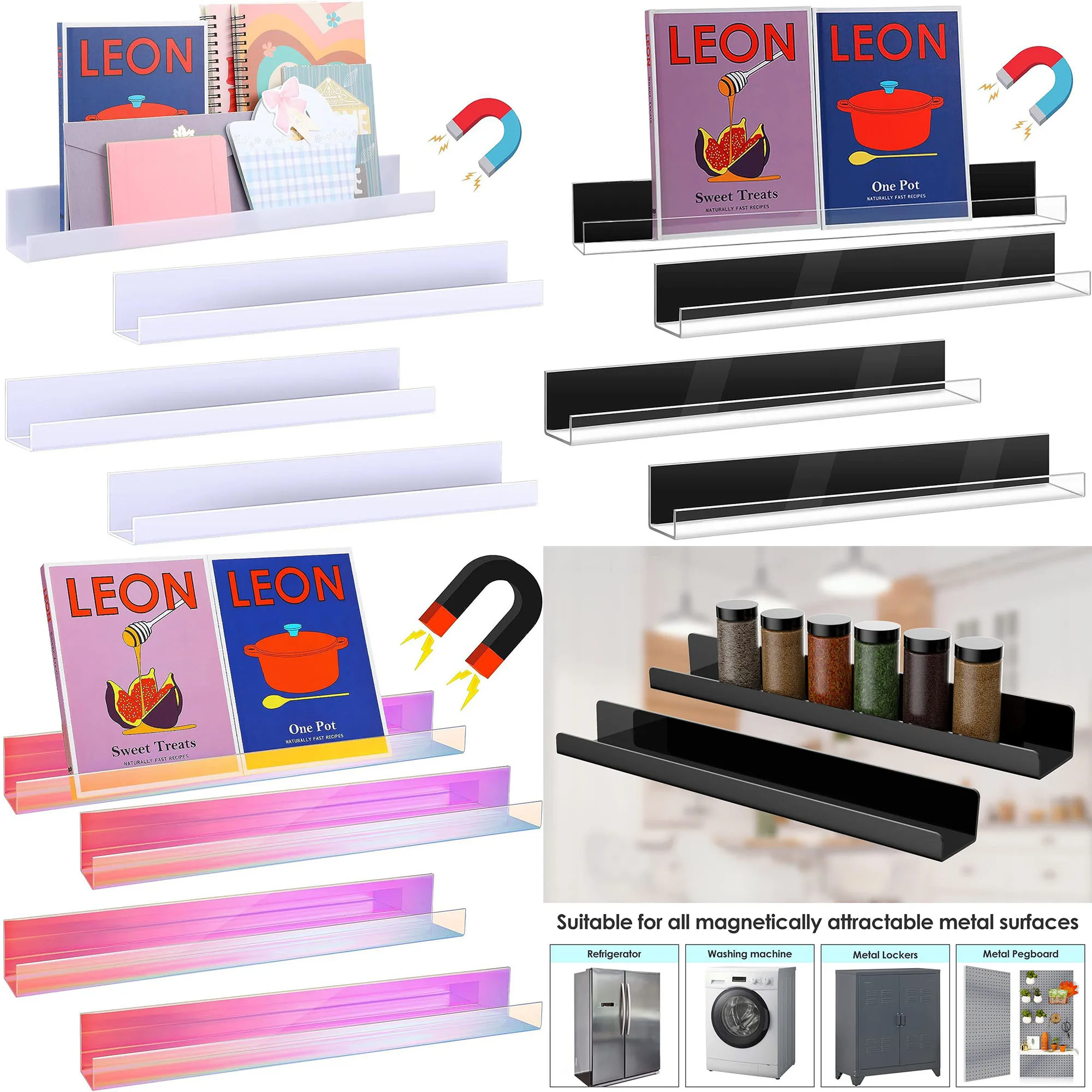 Magnetisches Bücherregal Für Whiteboard – 2 Stück, Metall, Starke Halterung Für Klassenzimmer & Büro