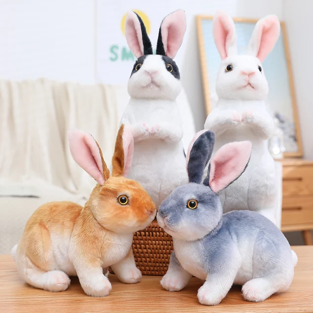 Mini lapin en peluche en fausse fourrure, modèle animal, lapin Élmignon,  décoration de figurine l'inventaire, simulation, charmant - AliExpress