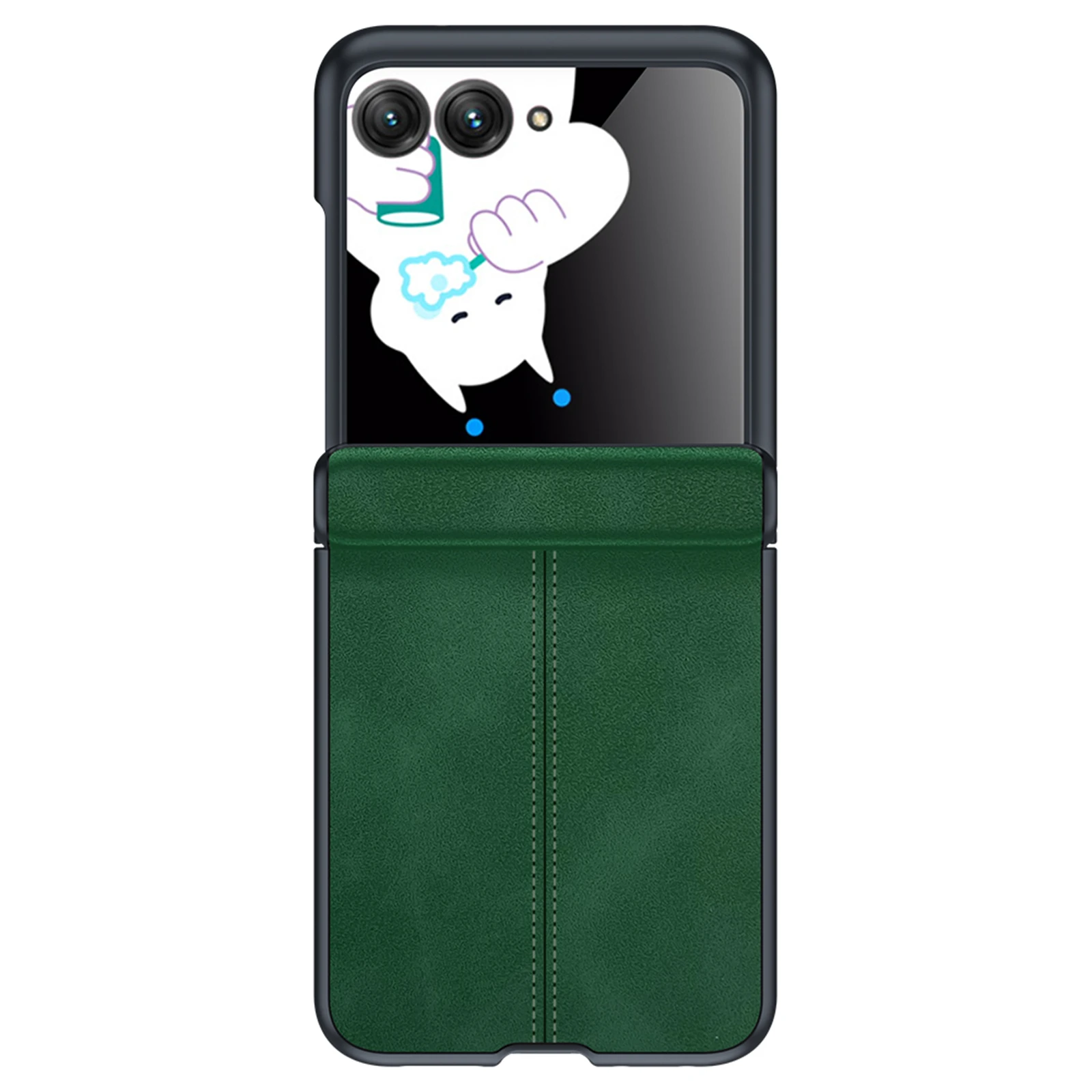 Sleek Black PU Leather Matte Shockproof Phone Case with Screen Protector