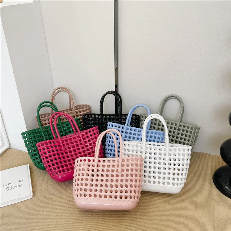 

2023 Summer New Women's Bag Hollow Weaving Portable Vegetable Basket Bag Daily Vacation Travel Large-capacity Beach Bag
