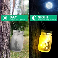 Solar Lantern Fairy Lights Garden Ornament Outdoor Hanging Frosted Tree Table Yard Patio Lawn Portable Glass Mason Jar Lamp 4