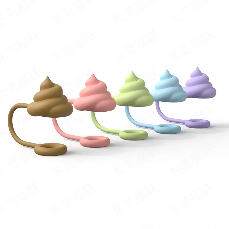 5 pieces for sale Poop straw cover Water cup straw cap Silicone cover Cartoon dust plug