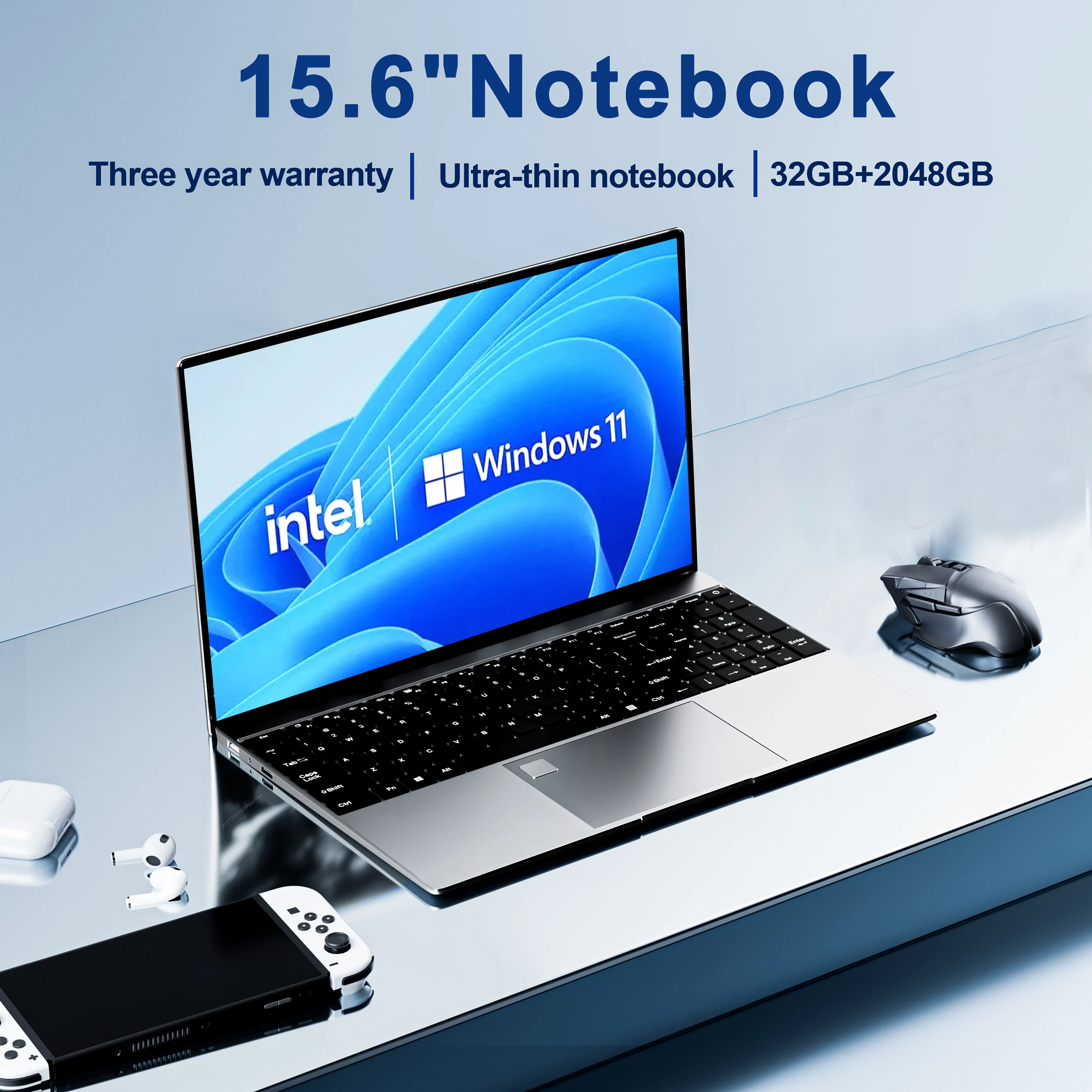 15.6" Laptop Intel Celeron N5095 notebook gamer 32GB RAM 2TB SSD Office Study PC Computer Windows 11 1920*1080 Resolution notebook laptop