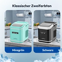 LOEFME Machine à Glaçons Portable 12kg/24h 9 Glaçons en 6-13 Min Écran LED avec Taille de Glaçons Réglable Réservoir d’Eau 1,4L pour Maison 6