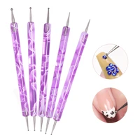 CNHIDS Acrylic Art Crystal Dotting Tools Professional Nail Brushes Set Diy Fake Nail Pattern Line Painting Pen Carving Brushes 2