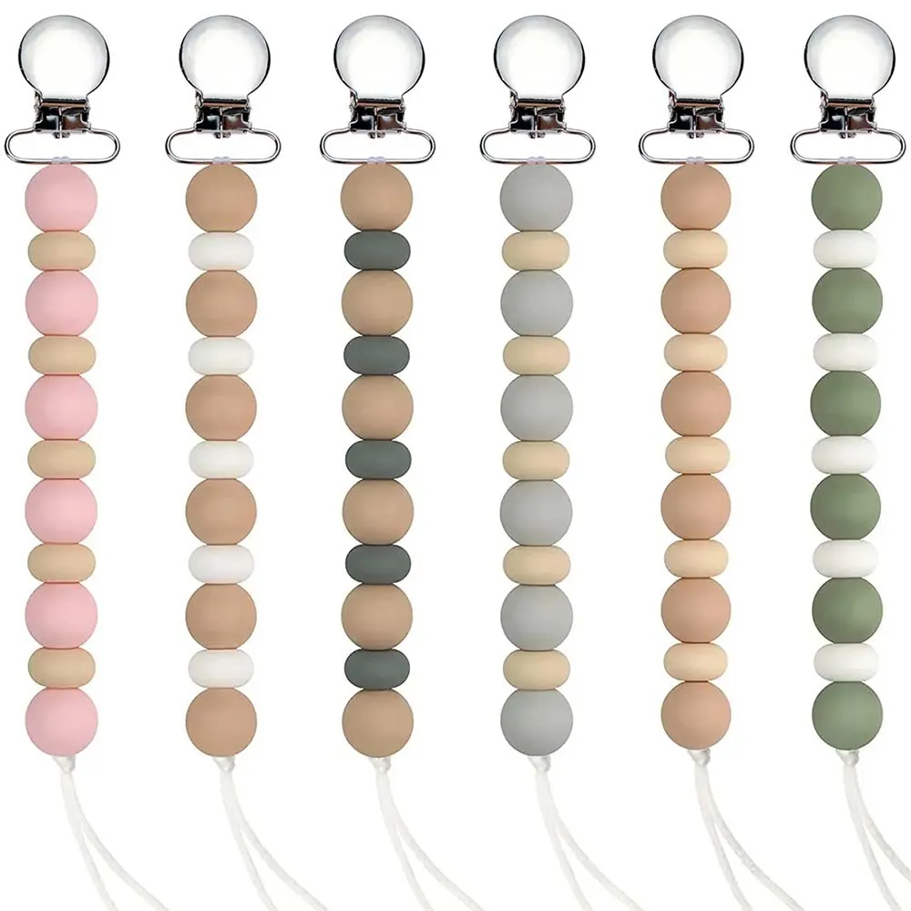 erduo Silicone Baby Pacifier Clip Chain Leashes & Cases for Boy and Girl Beaded Teether Soothie Holder