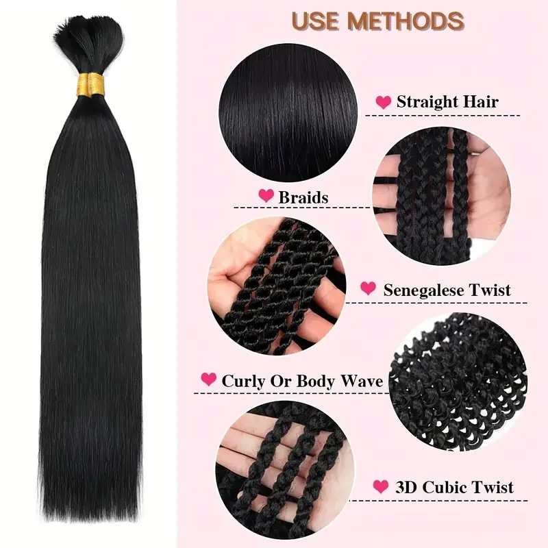 Straight Bulk Human Hair For Braiding No Weft 100% Unprocessed Virgin Human Braiding Hair For Braids Extension