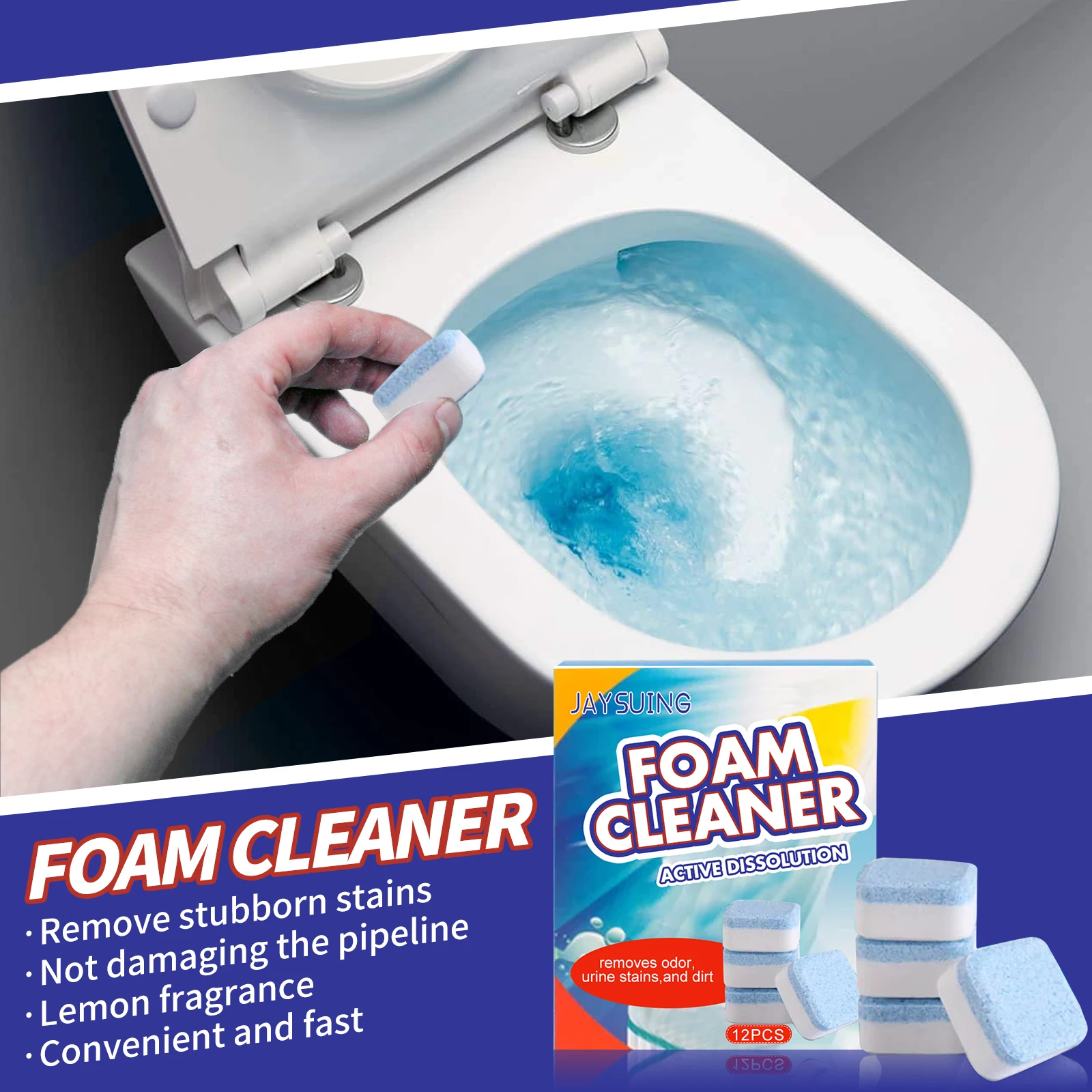 Toilet Foam Cleaner Effervescent Tablet Removes Odor Stains