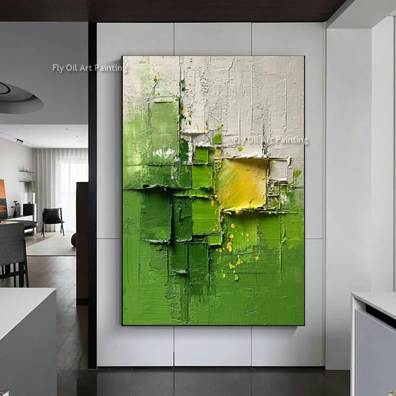 

Abstract Wall Art Painting Neutral Green Canvas Oil Painting Hand Painted Abstract Painting For Home Bedroom Living Room Decor