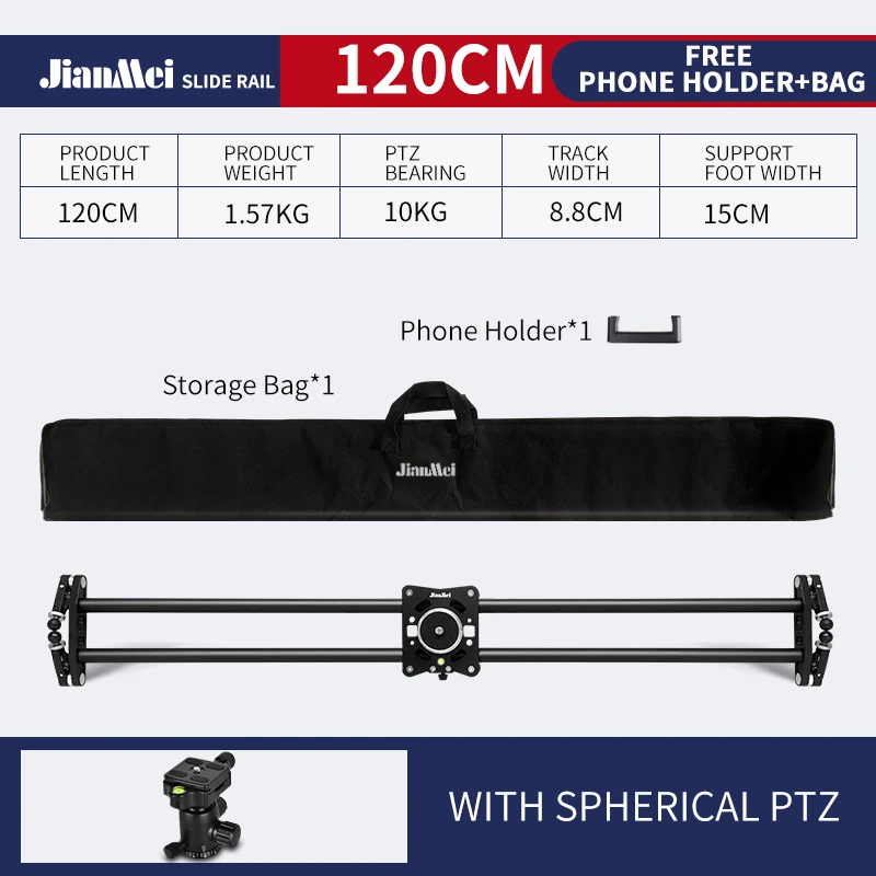 Camera track slider 120CM/47inch DSLR Camera Slider Dolly Track Video Stabilizer Aluminum Rail System High Precision SmootBearing