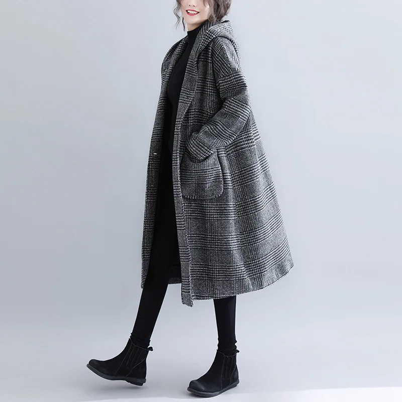 Ladies Woolen Long Jacket Coat Fall Winter Casual Female Women Warm Thick Long Sleeve Coat Windbreaker Overcoat Outwear