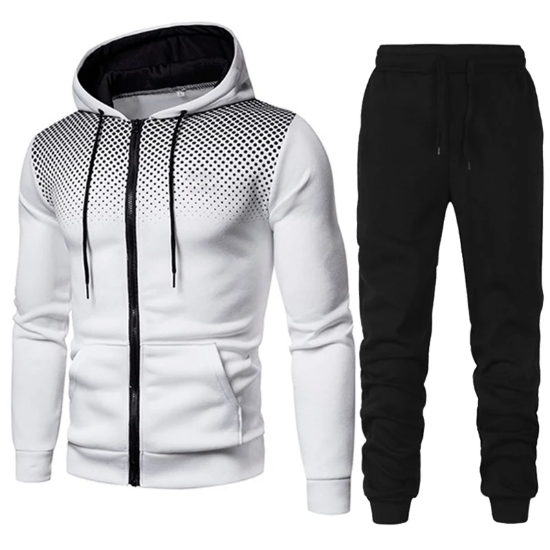 2023 Tracksuit for Men Zipper Hooded Sweatshirt and Sweatpants Two Pieces Suits Male Casual Fitness Jogging Sports Sets