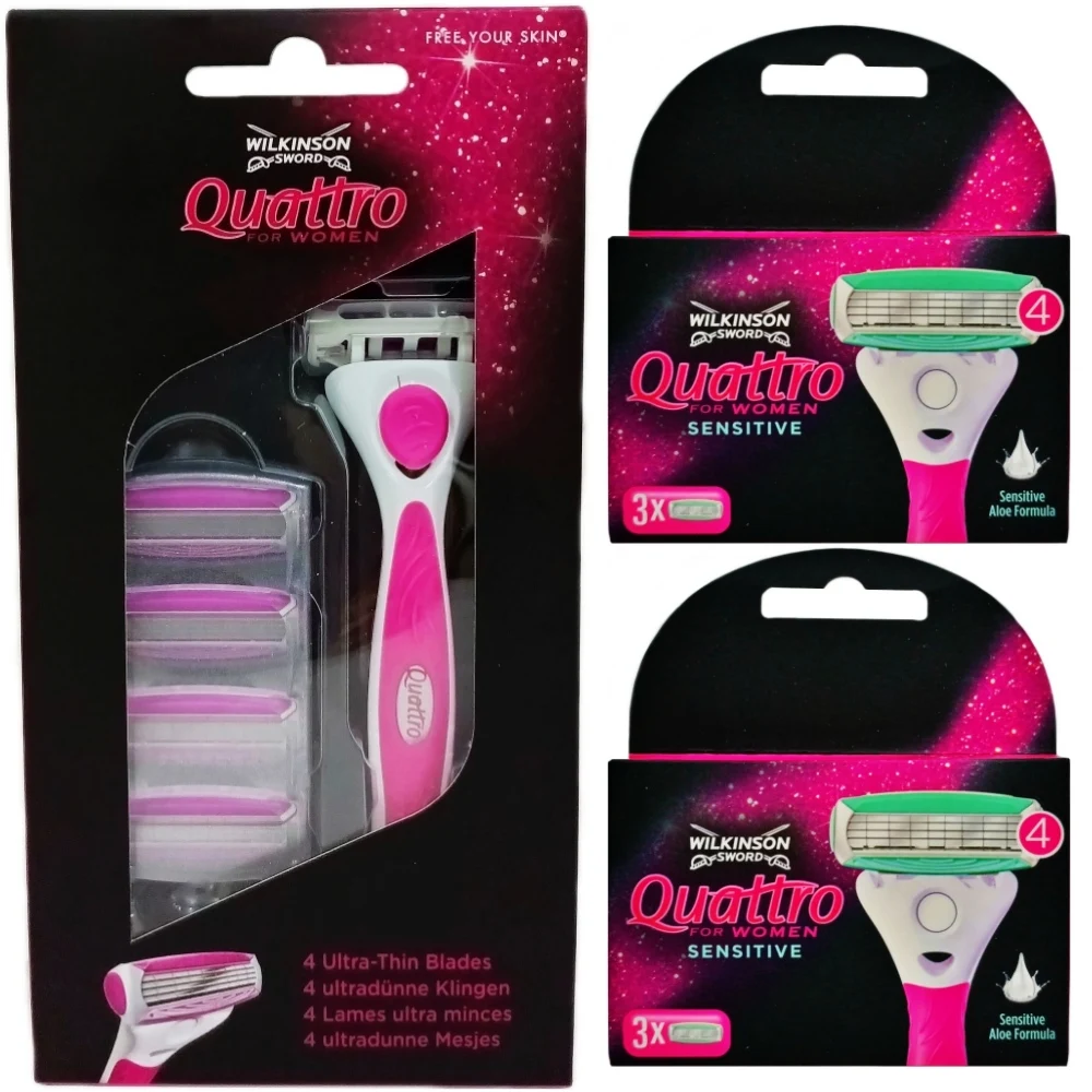 Wilkinson Sword Quattro Per Donna Value Pack, 1 Maniglia, 11 Lame Sostituibili