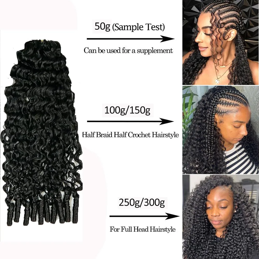 Miracle Knots Crochet Hair For Braiding Burmese Curly Boho Braids 100% Raw human hair Extensions Feathered Human Crochet Hairc 6
