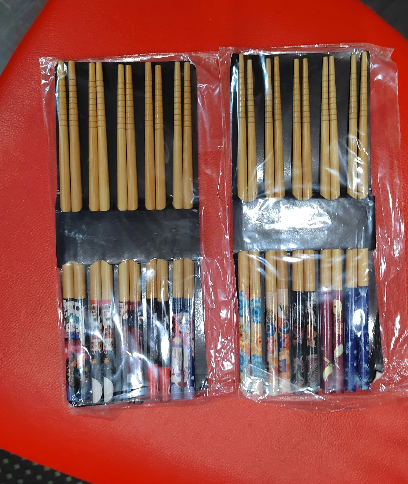 Reusable 5Pairs Tableware Handmade Bamboo Japanese Natural Wood Chopsticks Sushi Food Cat Flower Multi Color Wooden Chop Sticks photo review