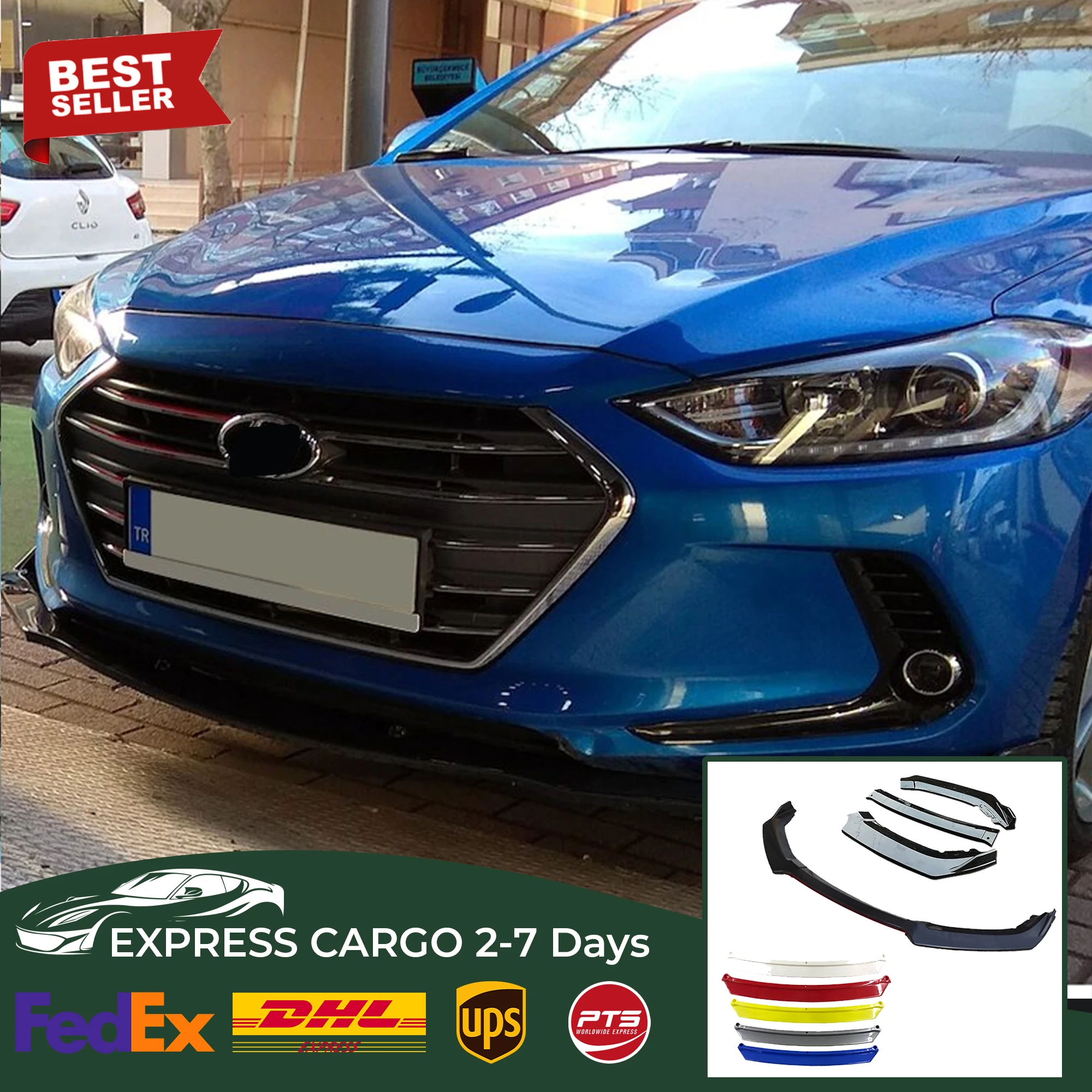 

For Hyundai Elantra 2016 2017 2018 2019 Accessories Car Front Bumper Lip Black Splitter Diffuser Lip Body Kit Spoiler Bumpers
