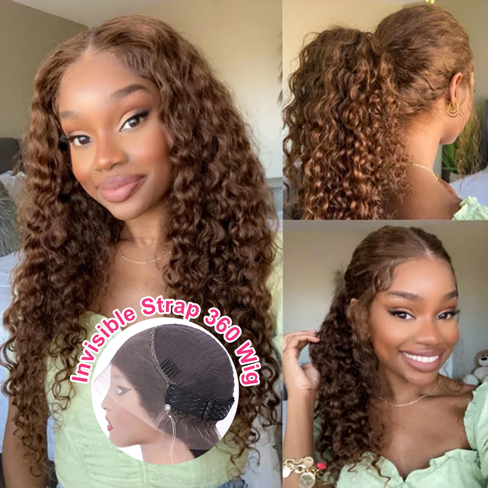 360 Full HD Lace Glueless Wig Human Hair Deep Curly Wave Frontal 250 Density lace front wig human hair wigs 360 lace wig