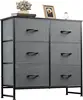 Fabric Dresser for Bedroom, 6-Drawer Storage Tower with Fabric Bins, Chest of Drawers for Closet, Living Room, Hallway,Dark Grey 1