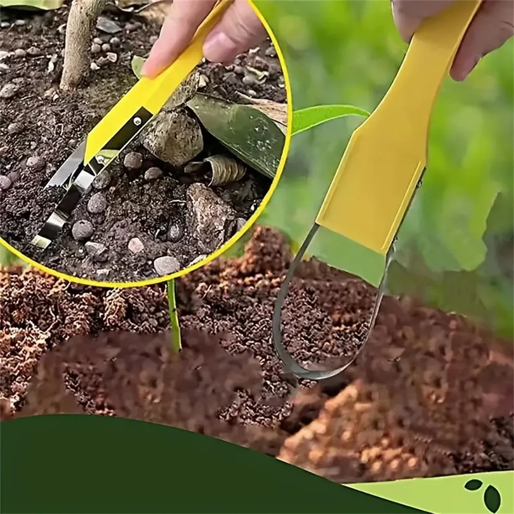 Hand Loop Weeder Manual Cut Weed Roots Metal Sharp Blade Weed Remover Plastic Handle Ring Weeder Yard Lawn Planting 1PC