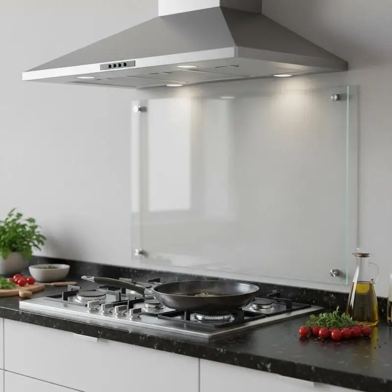 90x50 cm transparente Küchenkommode aus gehärtetem Glas, langlebiger, hitzebeständiger Wandschutz für die Küche im Innenbereich